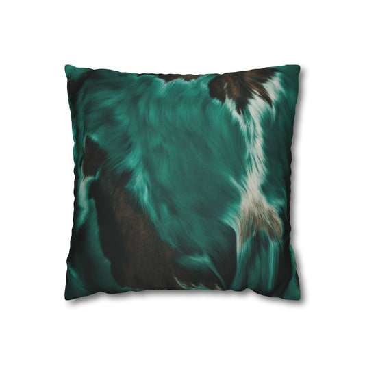 Cow Turquoise Black Square Pillow Case