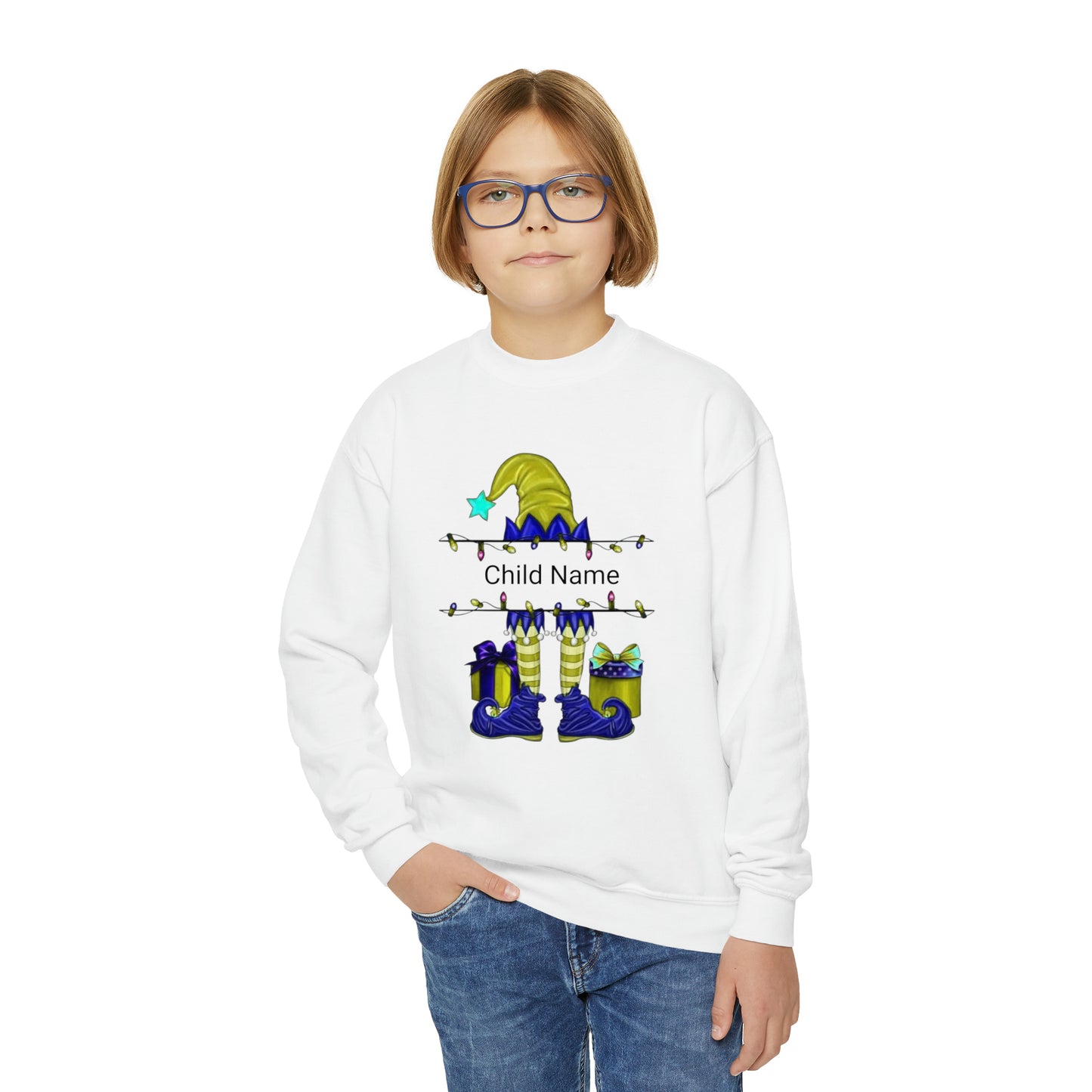 Elf Customized Name Youth Sweatshirt (Christmas)