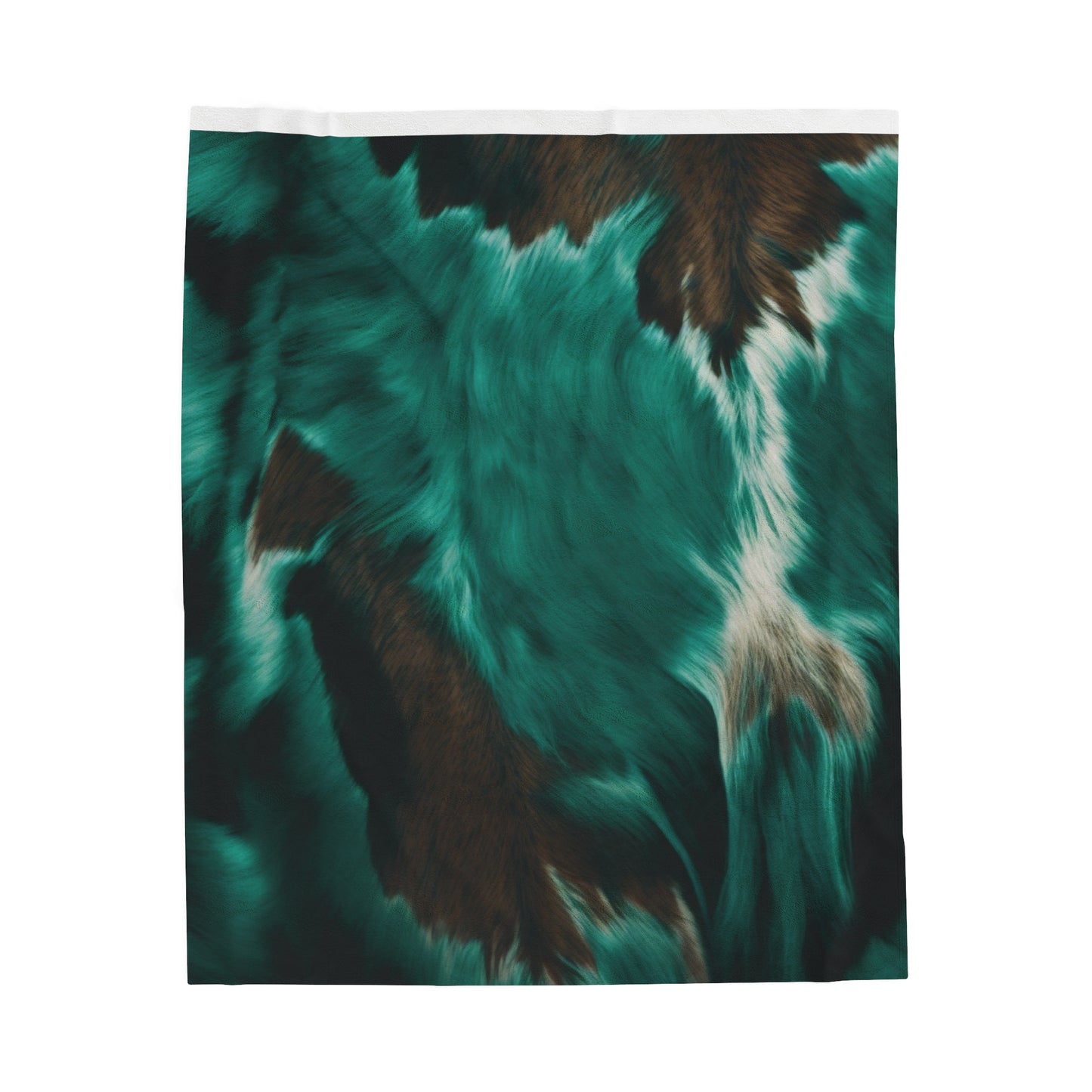 Turquoise/Black Cow Plush Blanket