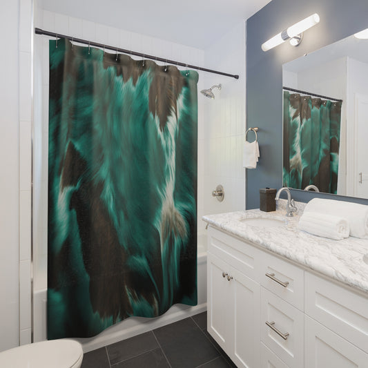 Turquoise/Brown Color Shower Curtains