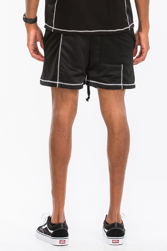 MENS MESH SHORTS WITH WHITE CONTRAST STITCH