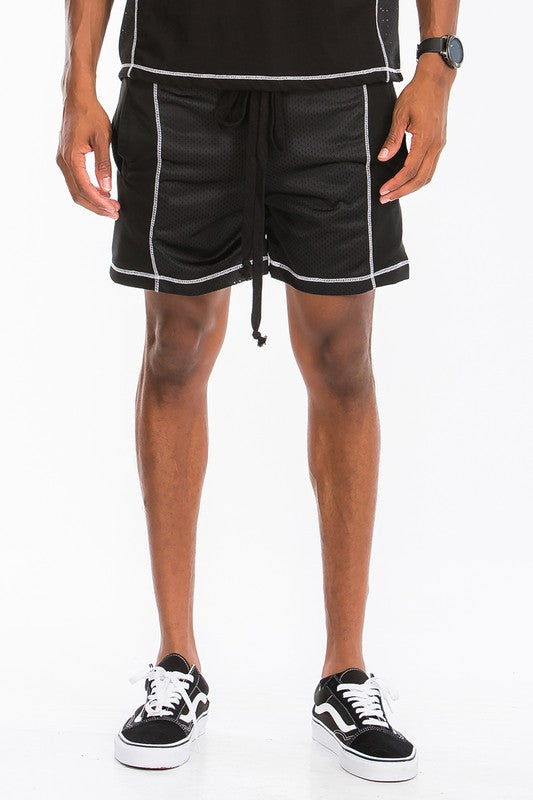 MENS MESH SHORTS WITH WHITE CONTRAST STITCH