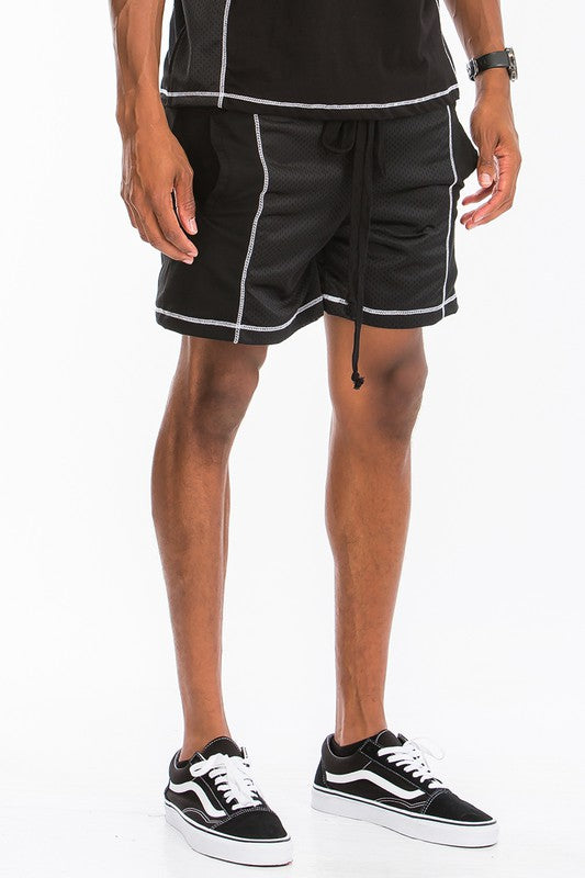 MENS MESH SHORTS WITH WHITE CONTRAST STITCH