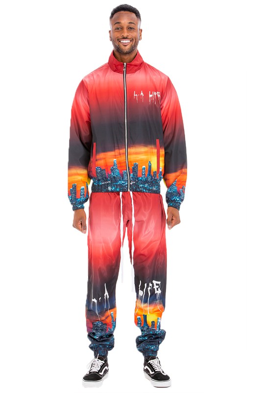 NYC LIFE LA LIFE PRINT WINDBREAK TRACK SUIT