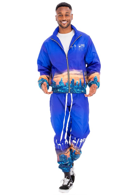 NYC LIFE LA LIFE PRINT WINDBREAK TRACK SUIT