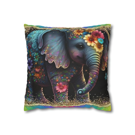 Colorful Elephant Square Pillow Case