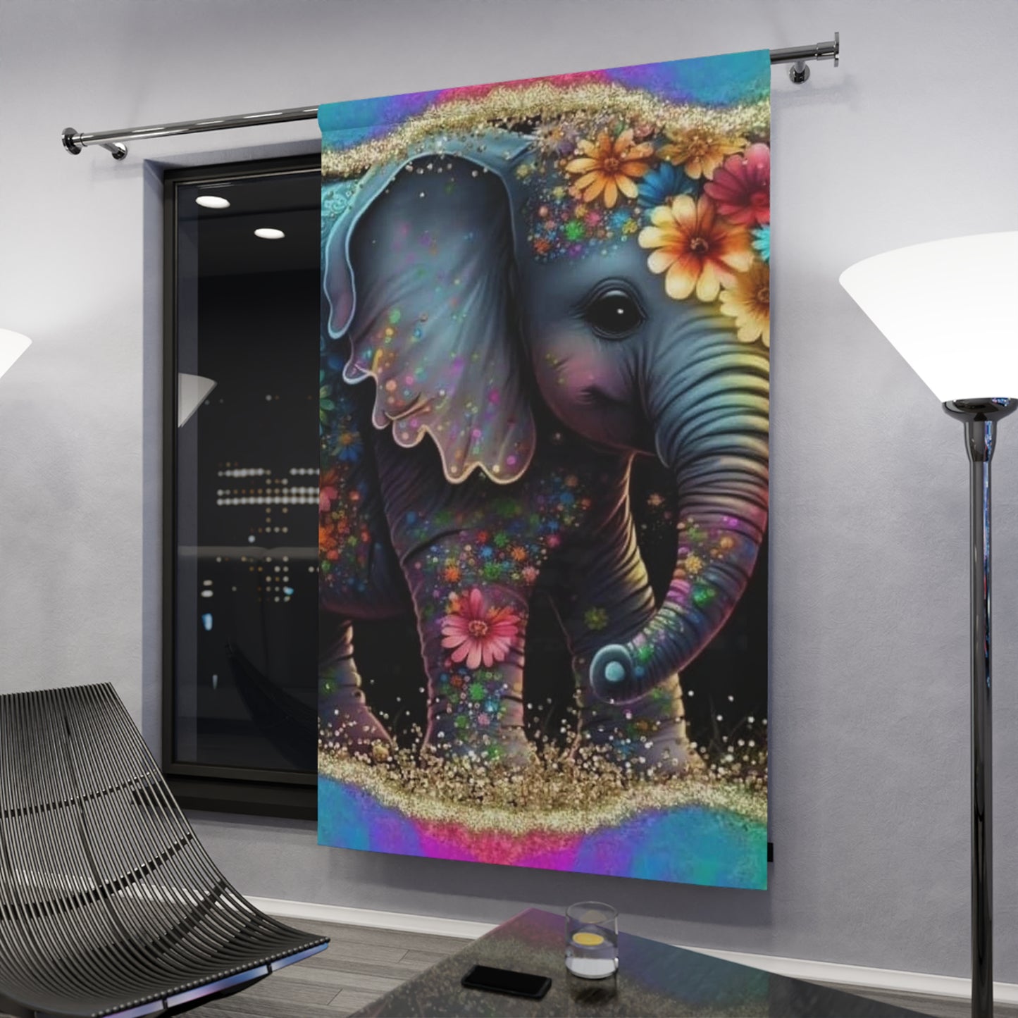 Colorful Elephant Window Curtains (1 Piece)