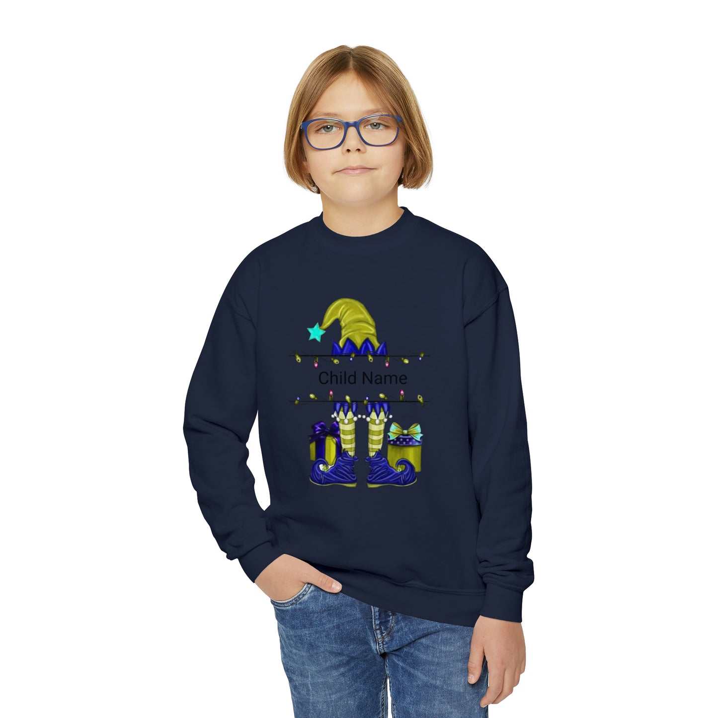 Elf Customized Name Youth Sweatshirt (Christmas)