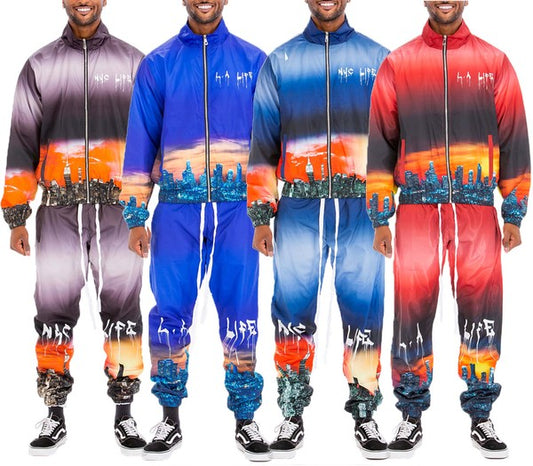 NYC LIFE LA LIFE PRINT WINDBREAK TRACK SUIT