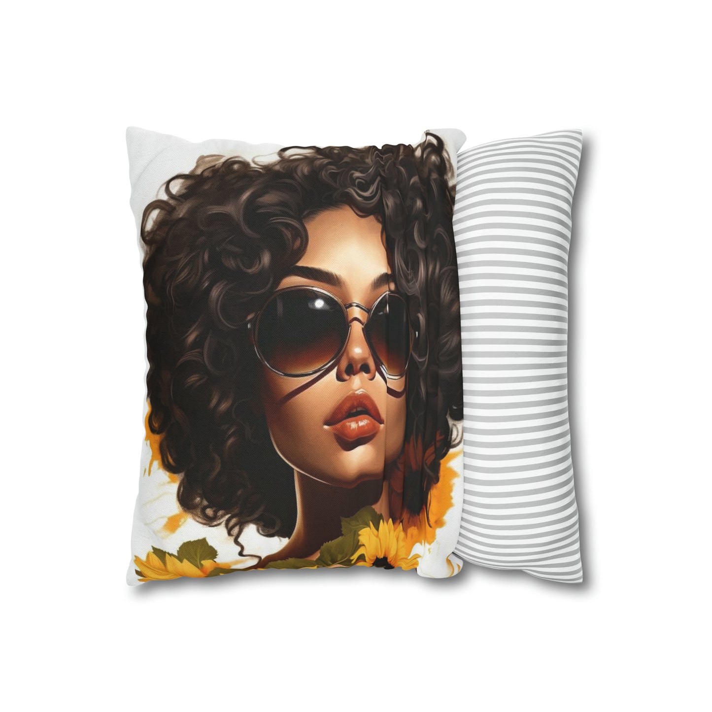 Sunflower Girl  Square Pillow Case