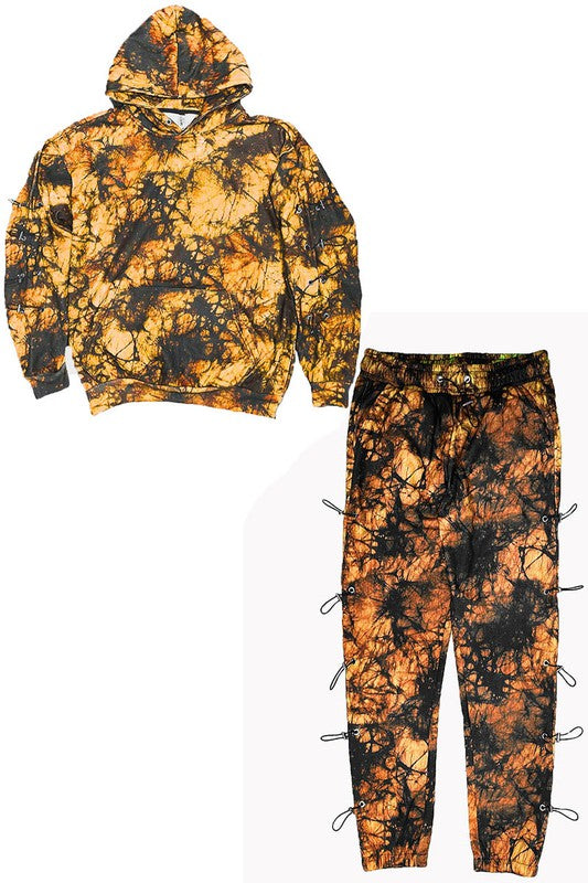 TYE DYE SLEEVE TOGGLE HOODIE AND SWEAT SET