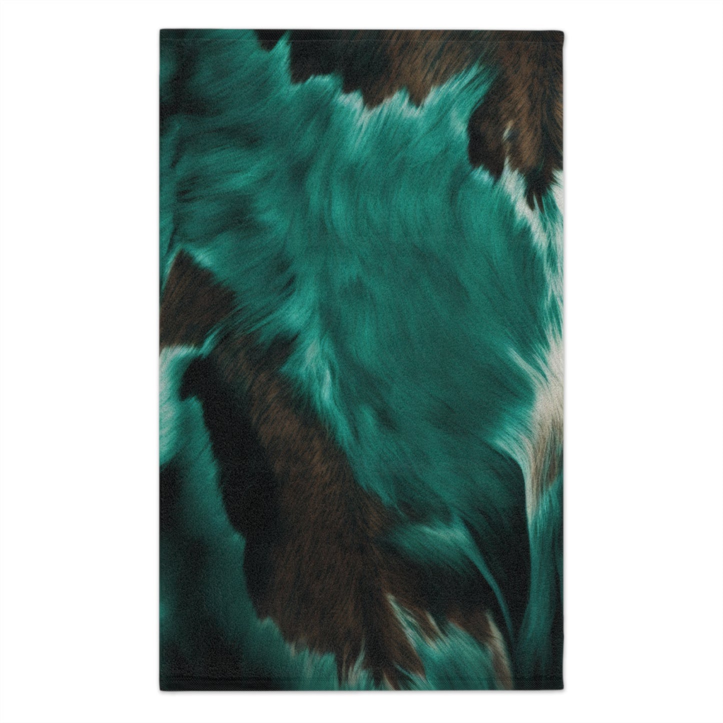 Turquoise Cow Print Towel, 11x18