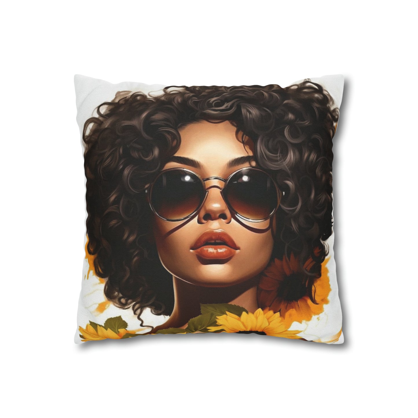 Sunflower Girl  Square Pillow Case