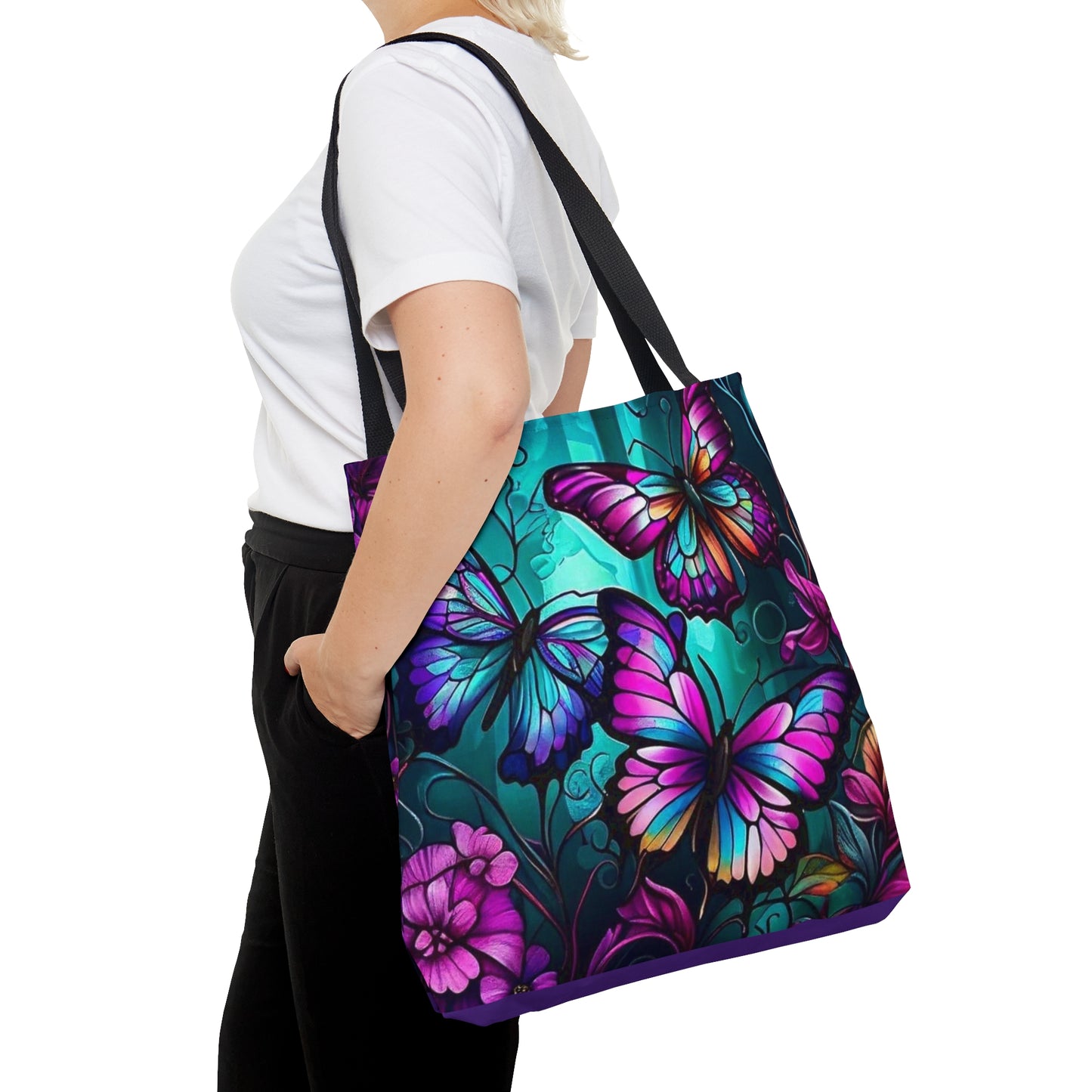 Purple Butterfly Tote Bag (AOP)