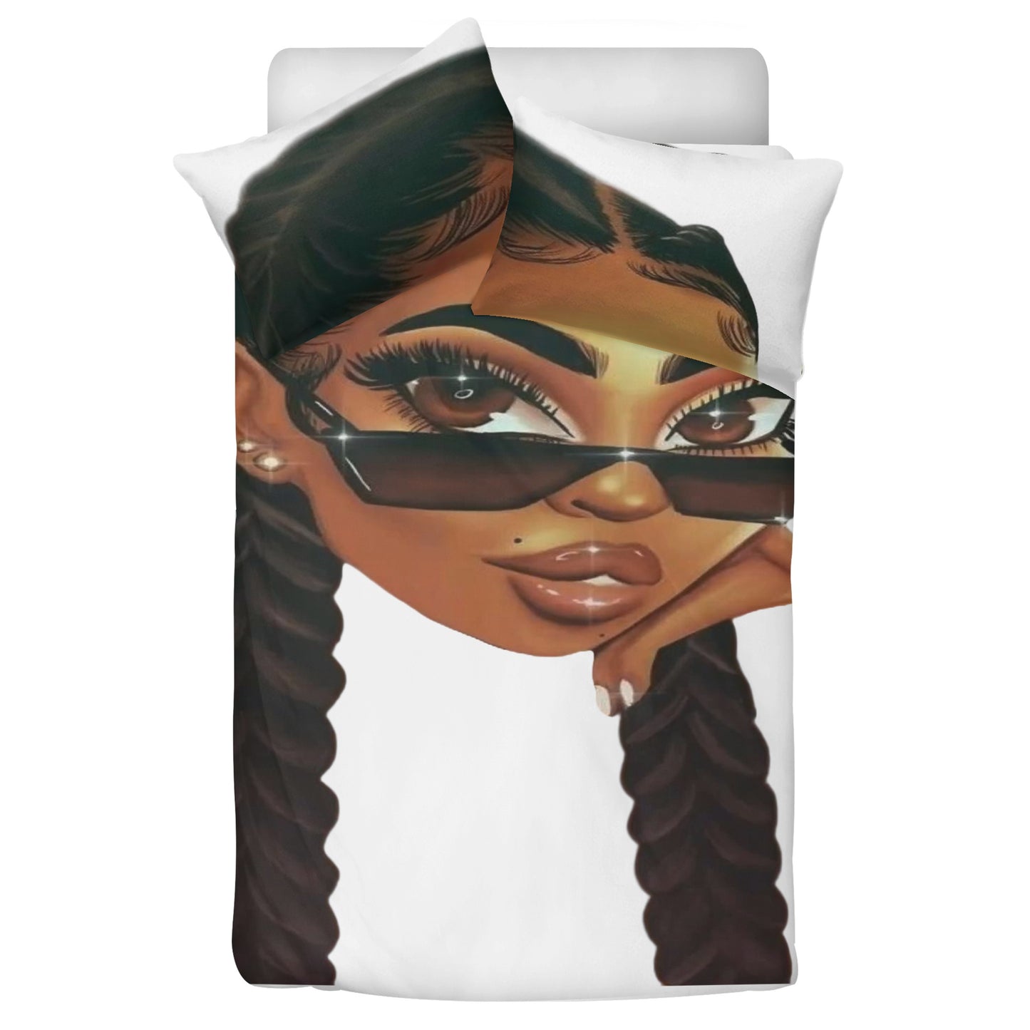 2 braids - Black Girl 3 Pcs Beddings