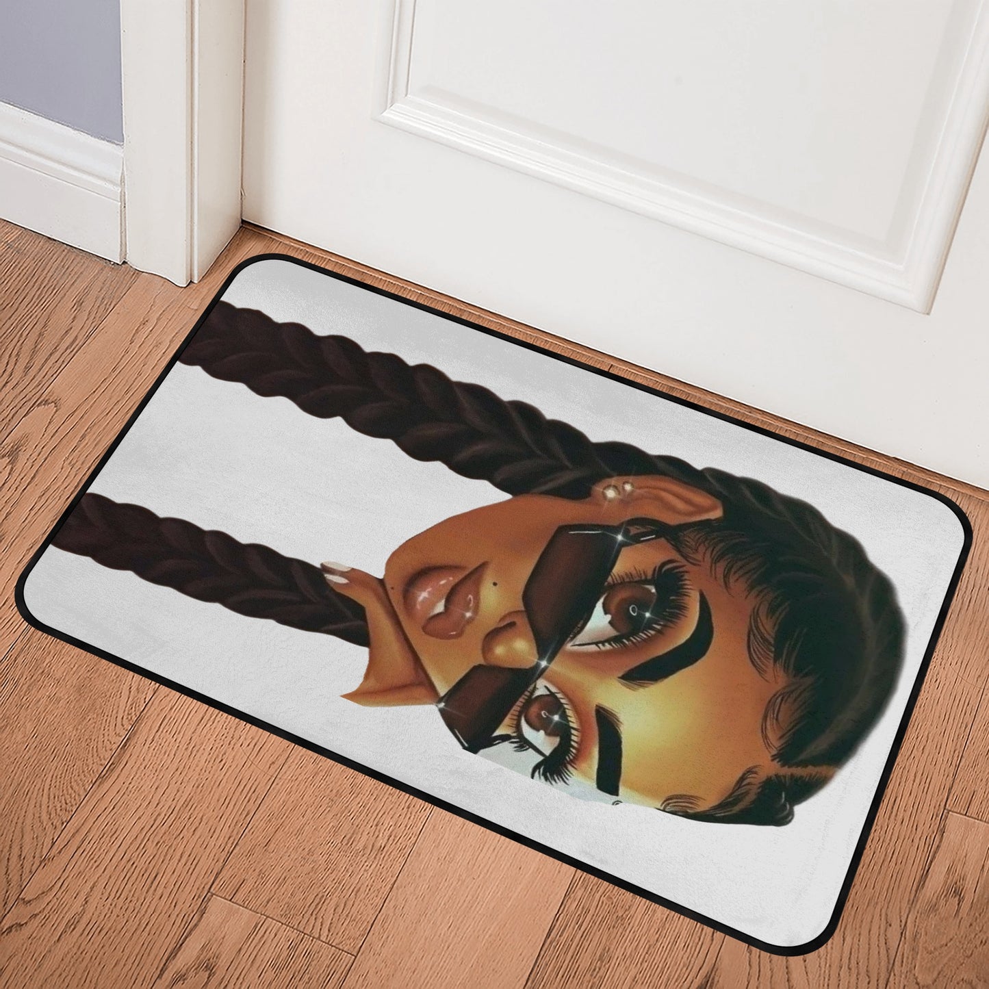 2 Braids Black Girl Non-slip Room Rug