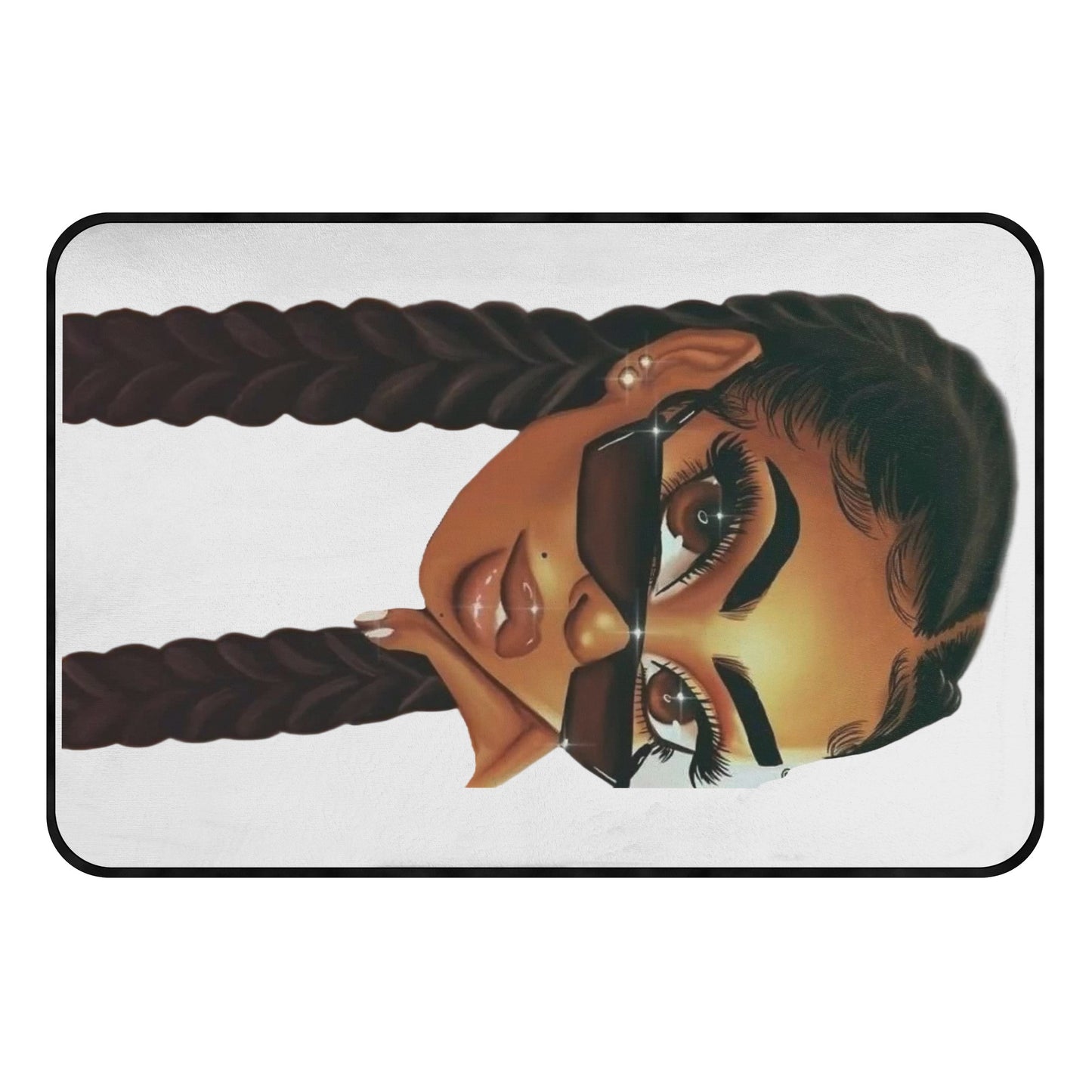 2 Braids Black Girl Non-slip Room Rug