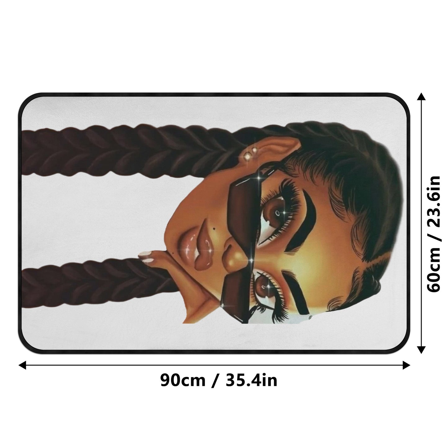 2 Braids Black Girl Non-slip Room Rug