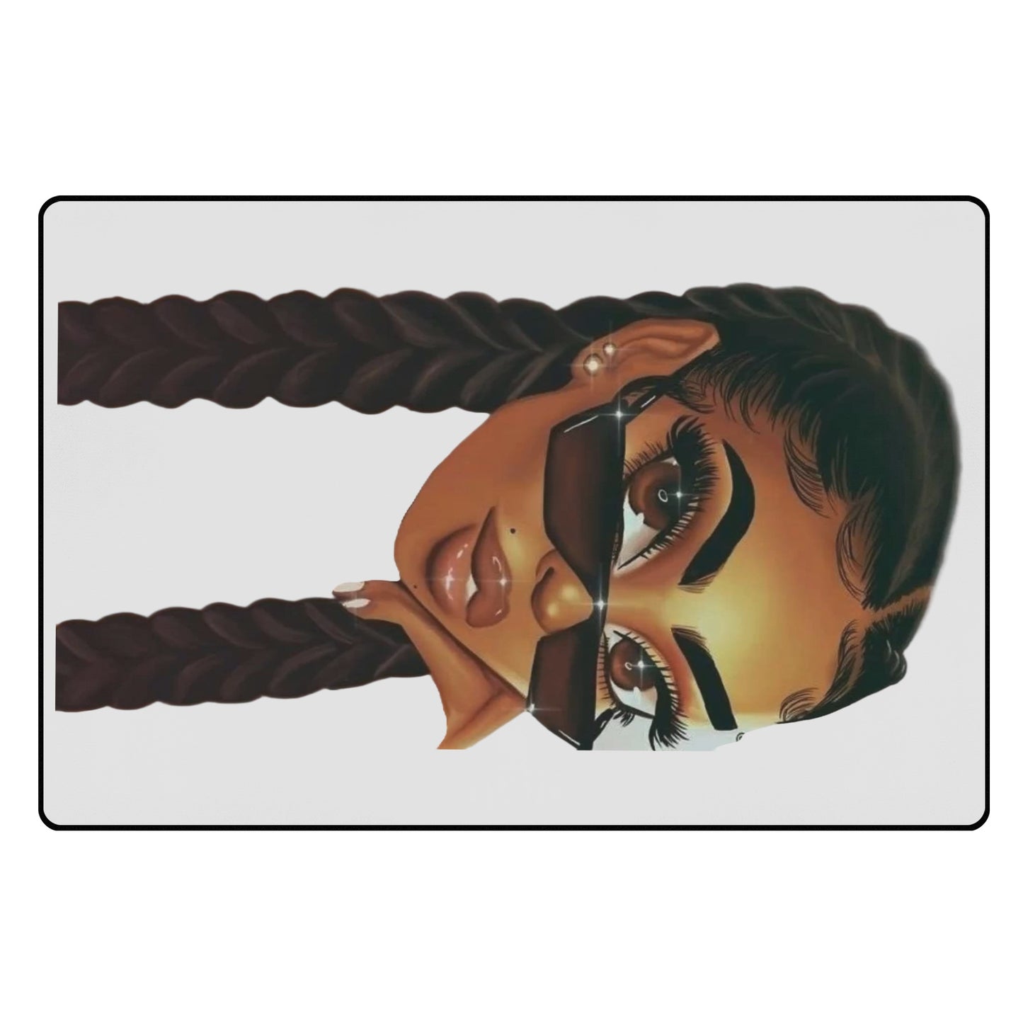 2 Braids Black Girl Bedroom Rug