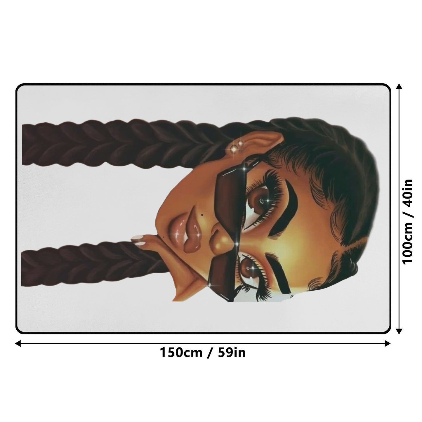 2 Braids Black Girl Bedroom Rug