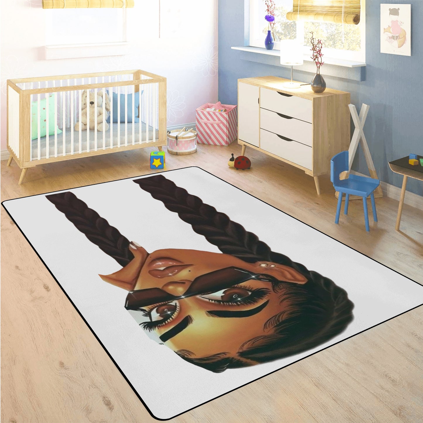 2 Braids Black Girl Rug