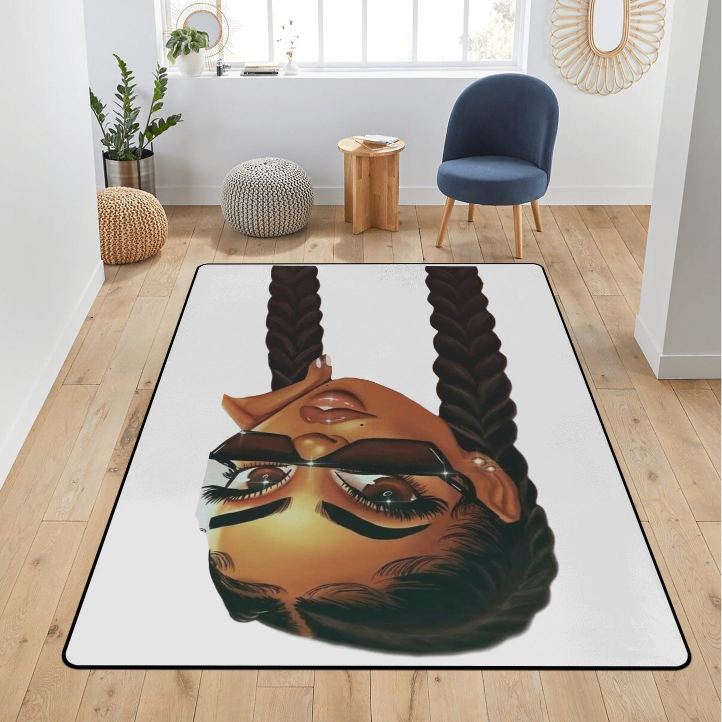 2 Braids Black Girl Rug