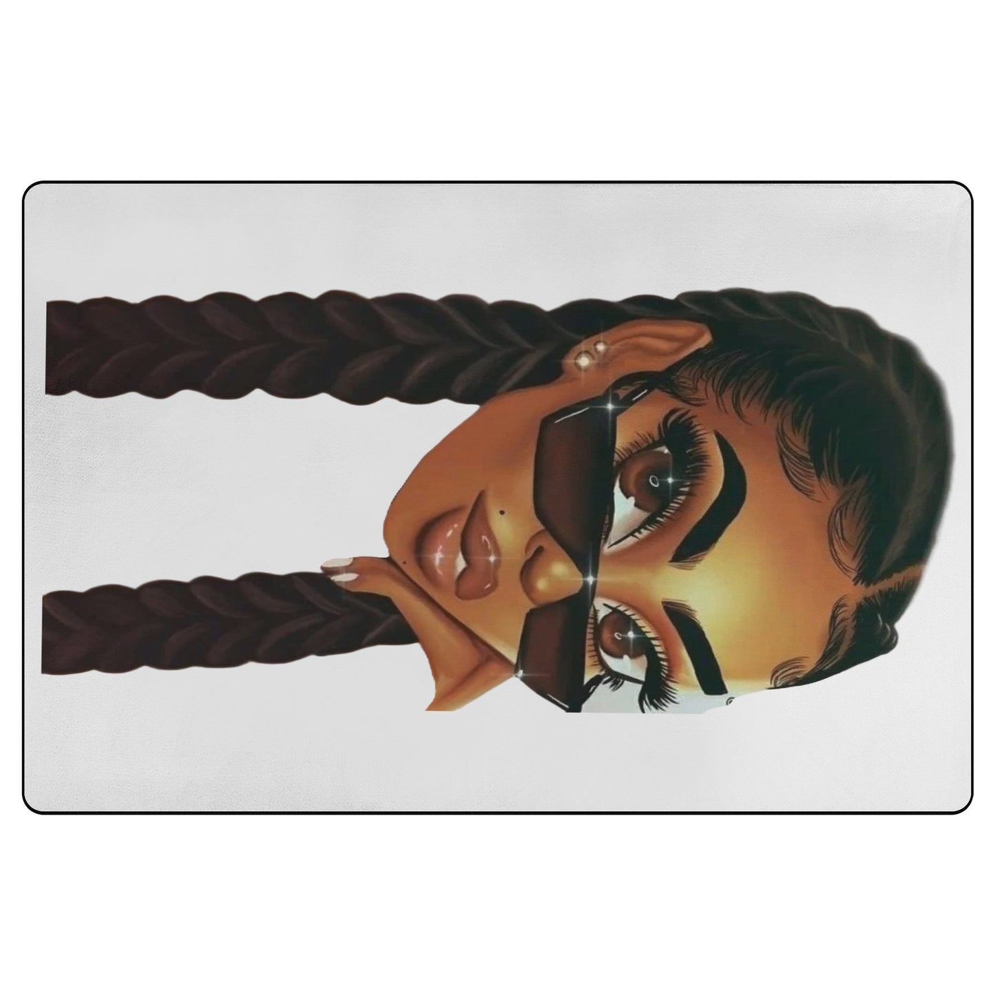 2 Braids Black Girl Rug