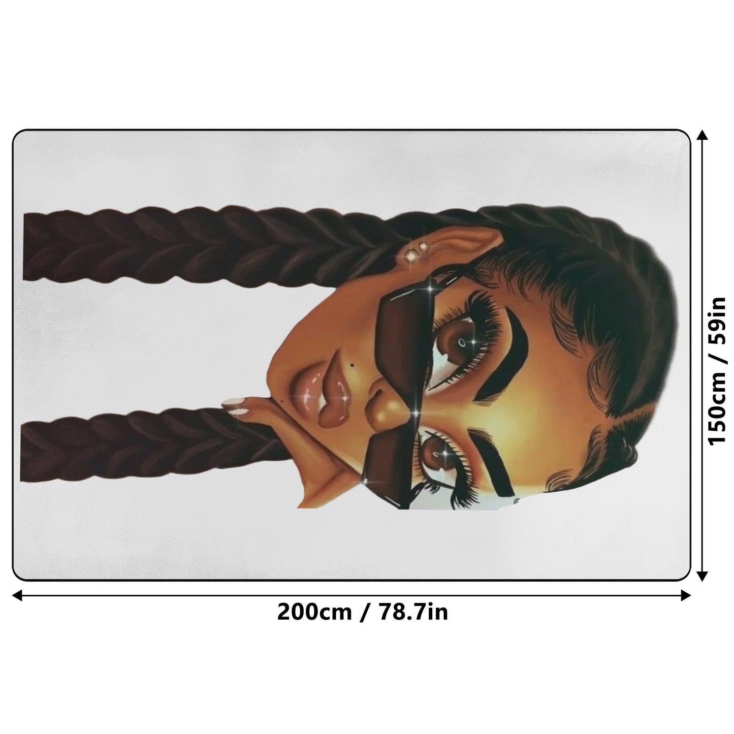 2 Braids Black Girl Rug