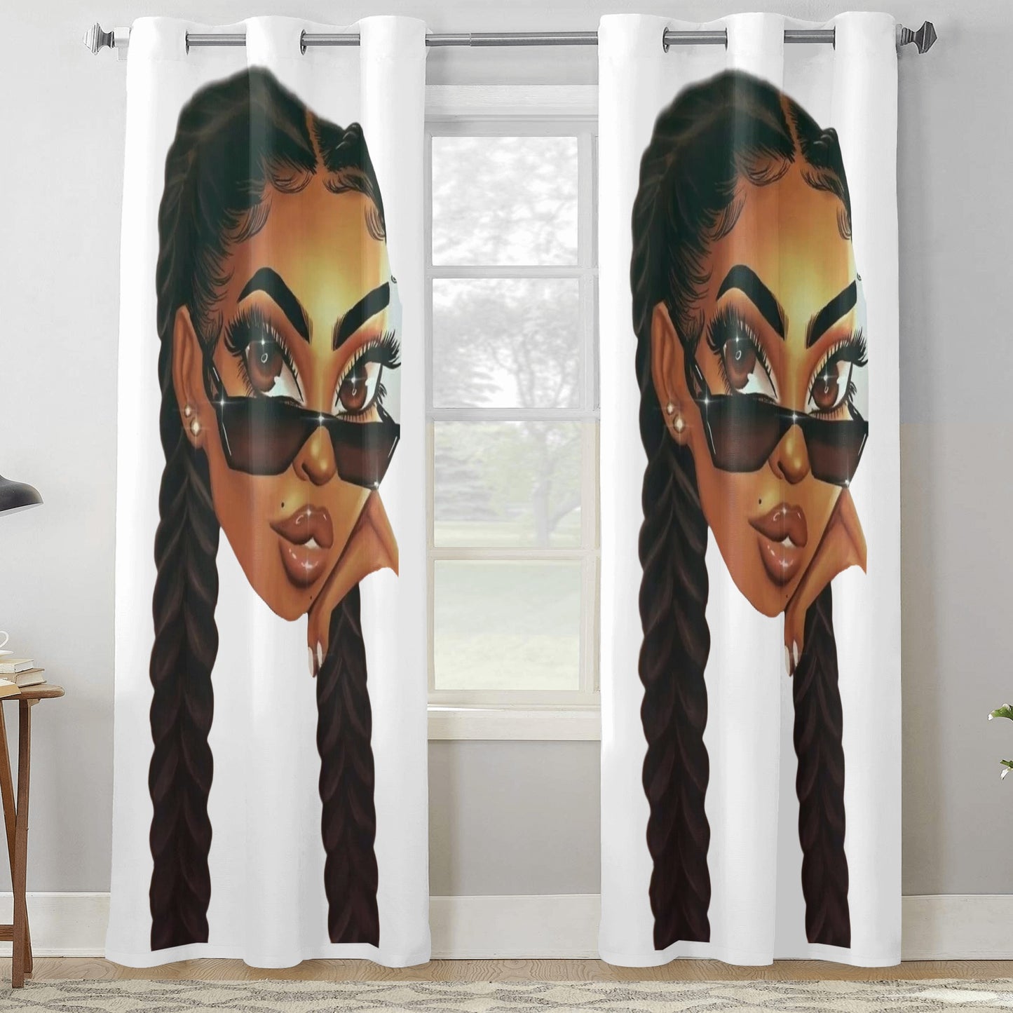 2 Braids Black Girl Home Curtain 132X213 CM