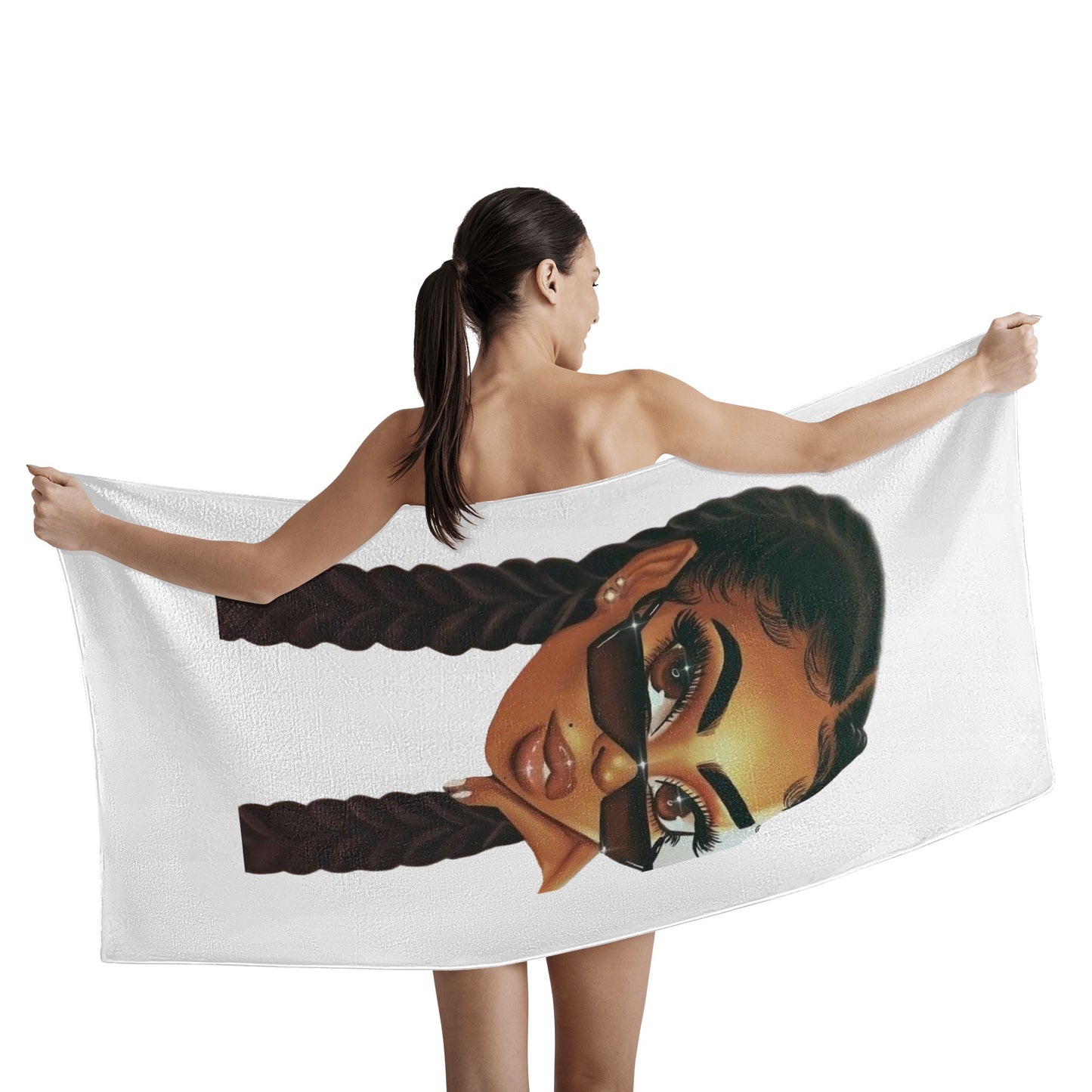 2 Braids Black Girl  Bath Towel