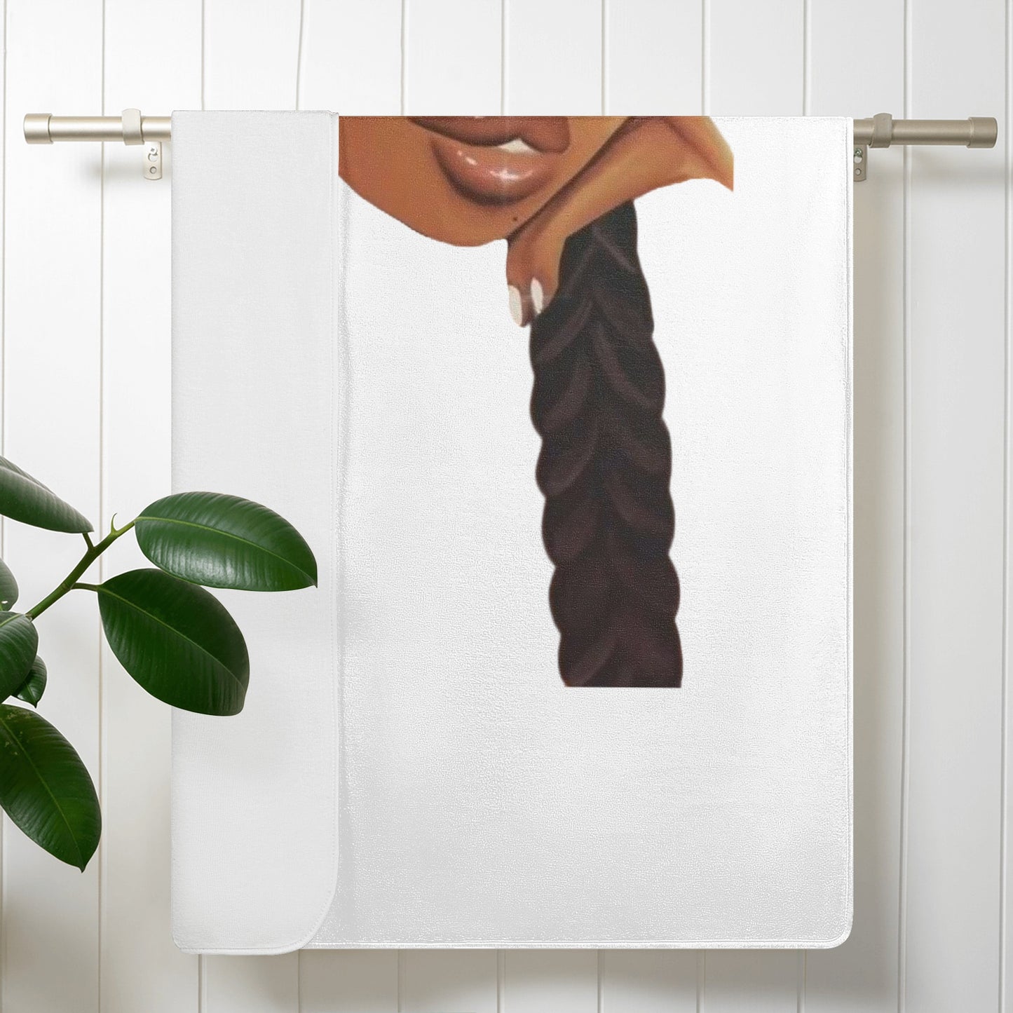 2 Braids Black Girl  Bath Towel