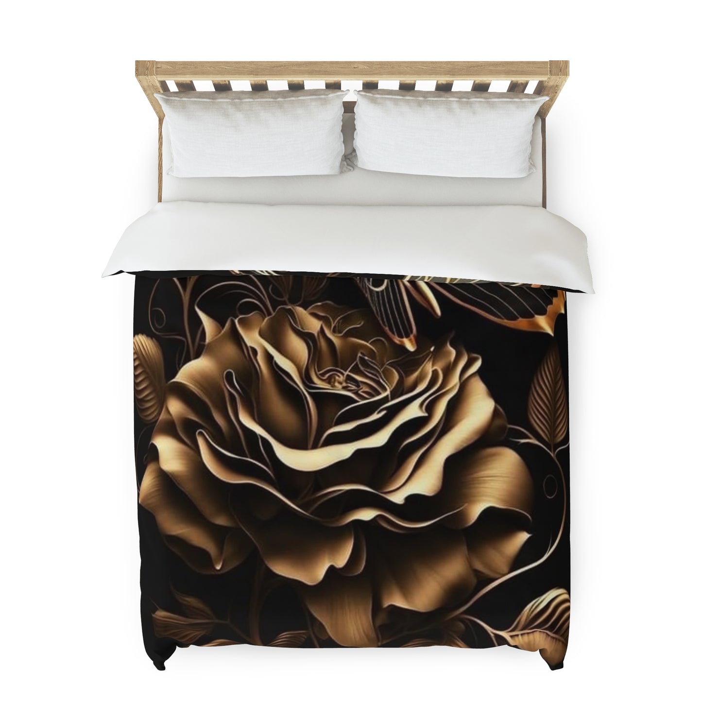 Black and Gold Rose Duvet Cover