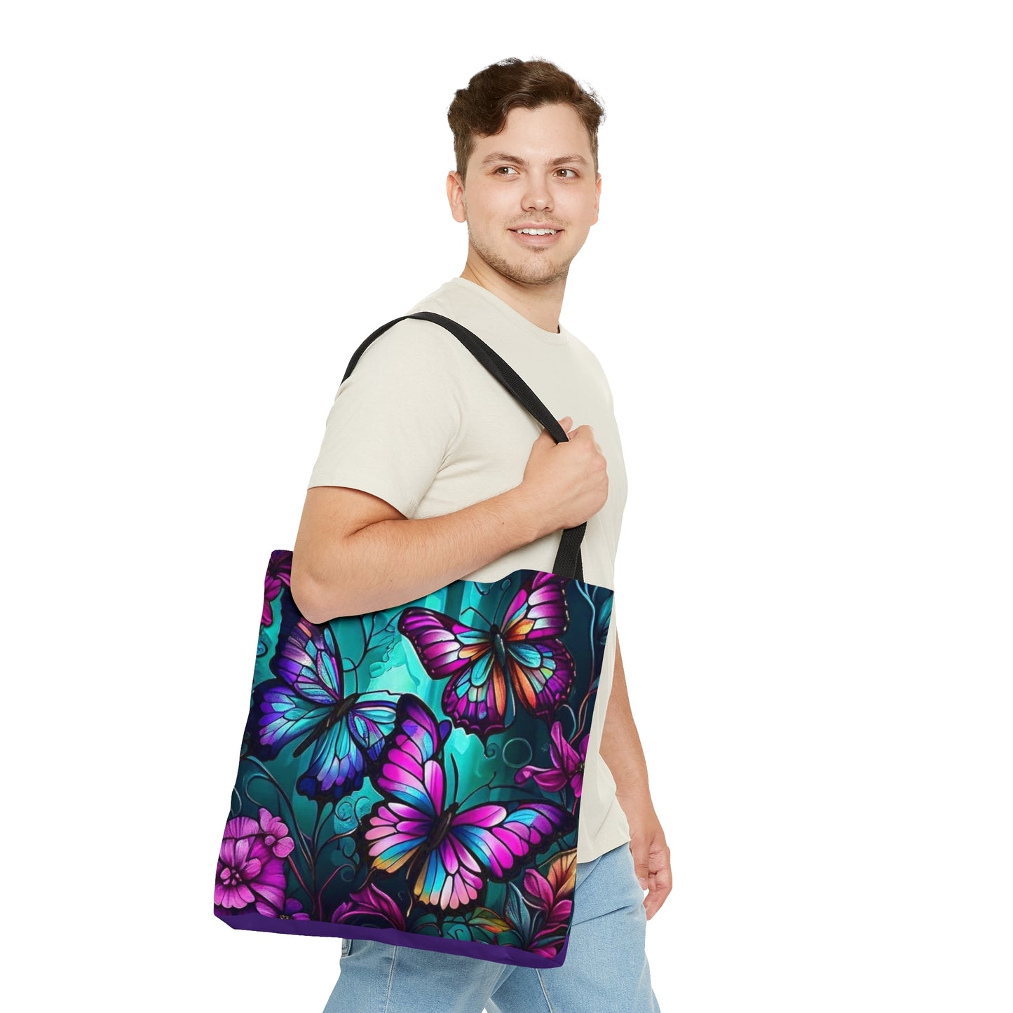 Purple Butterfly Tote Bag (AOP)