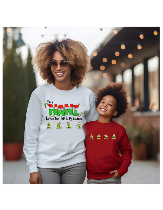 Nani - Grinch - Shirt, Hoodie or Sweatshirt -WHITE (Christmas)