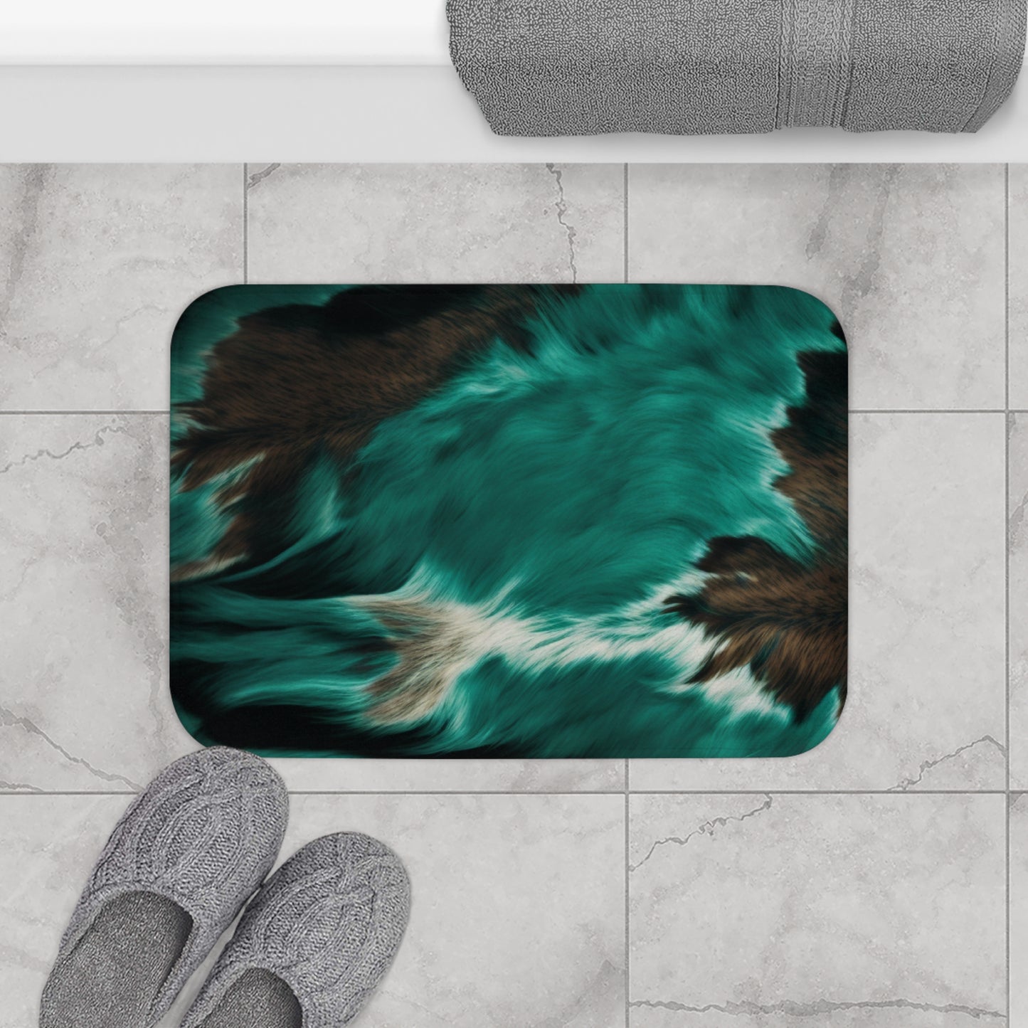 Turquoise/Black Color Bath Mat