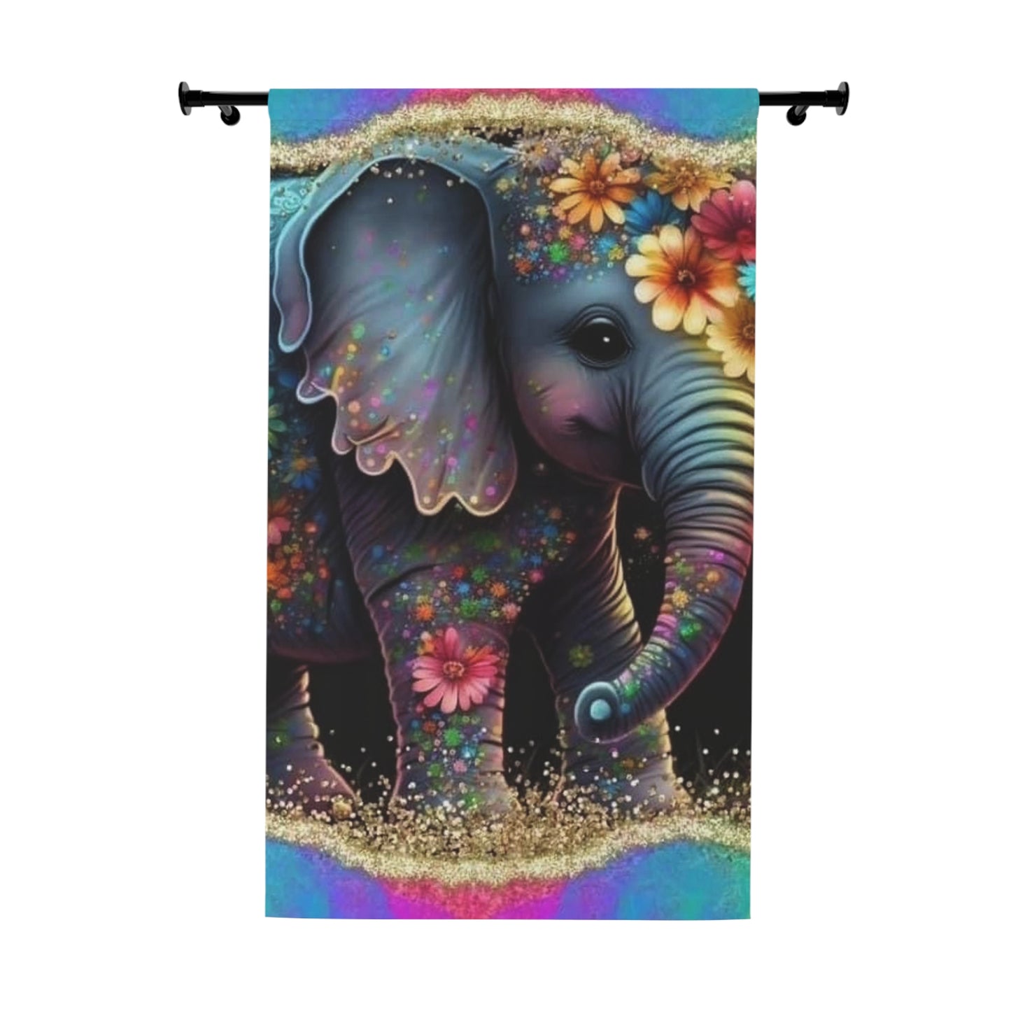 Colorful Elephant Window Curtains (1 Piece)