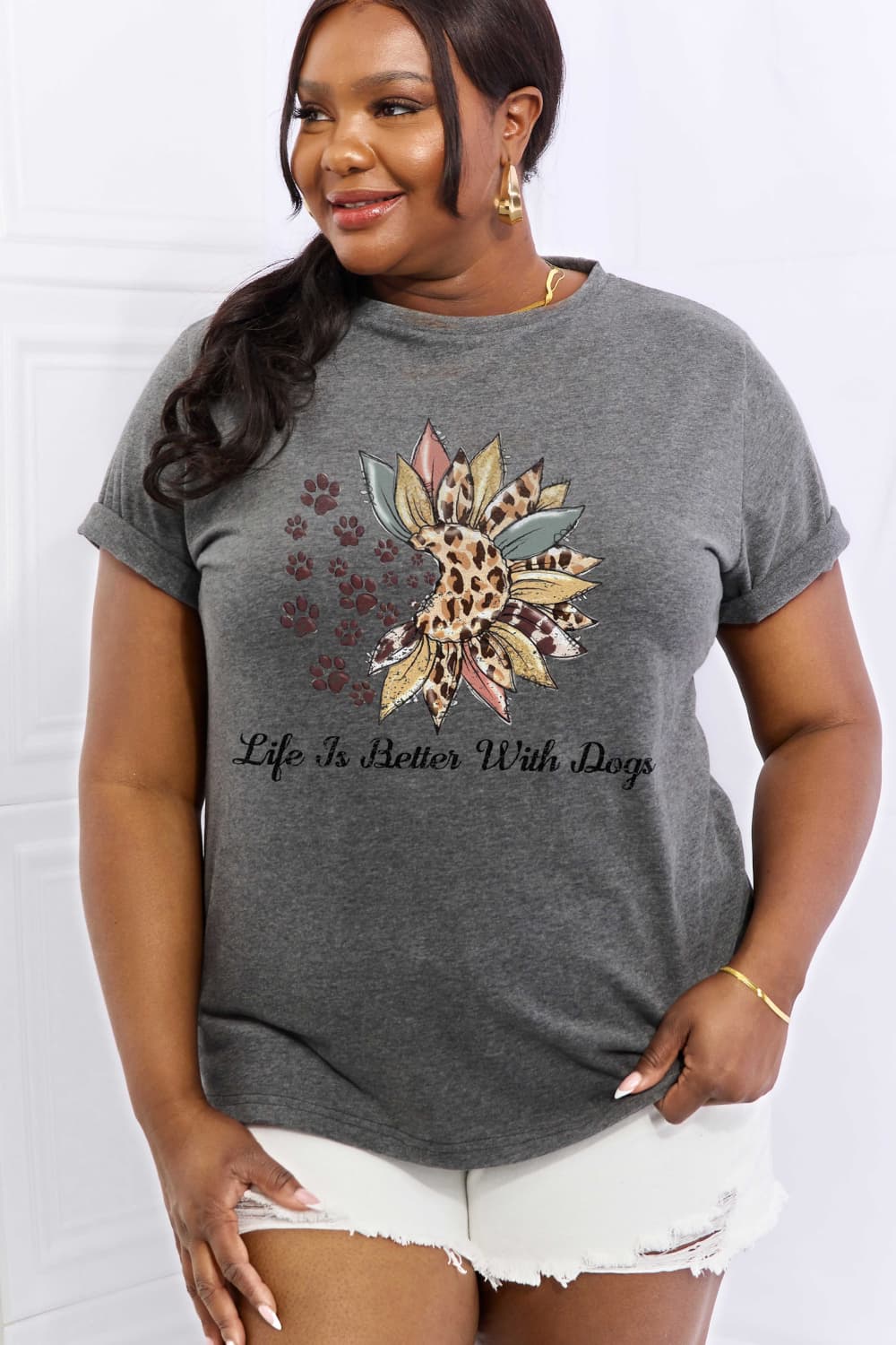 Simply Love Full Size LIFE IS BETTER WITH Graphic Cotton Tee