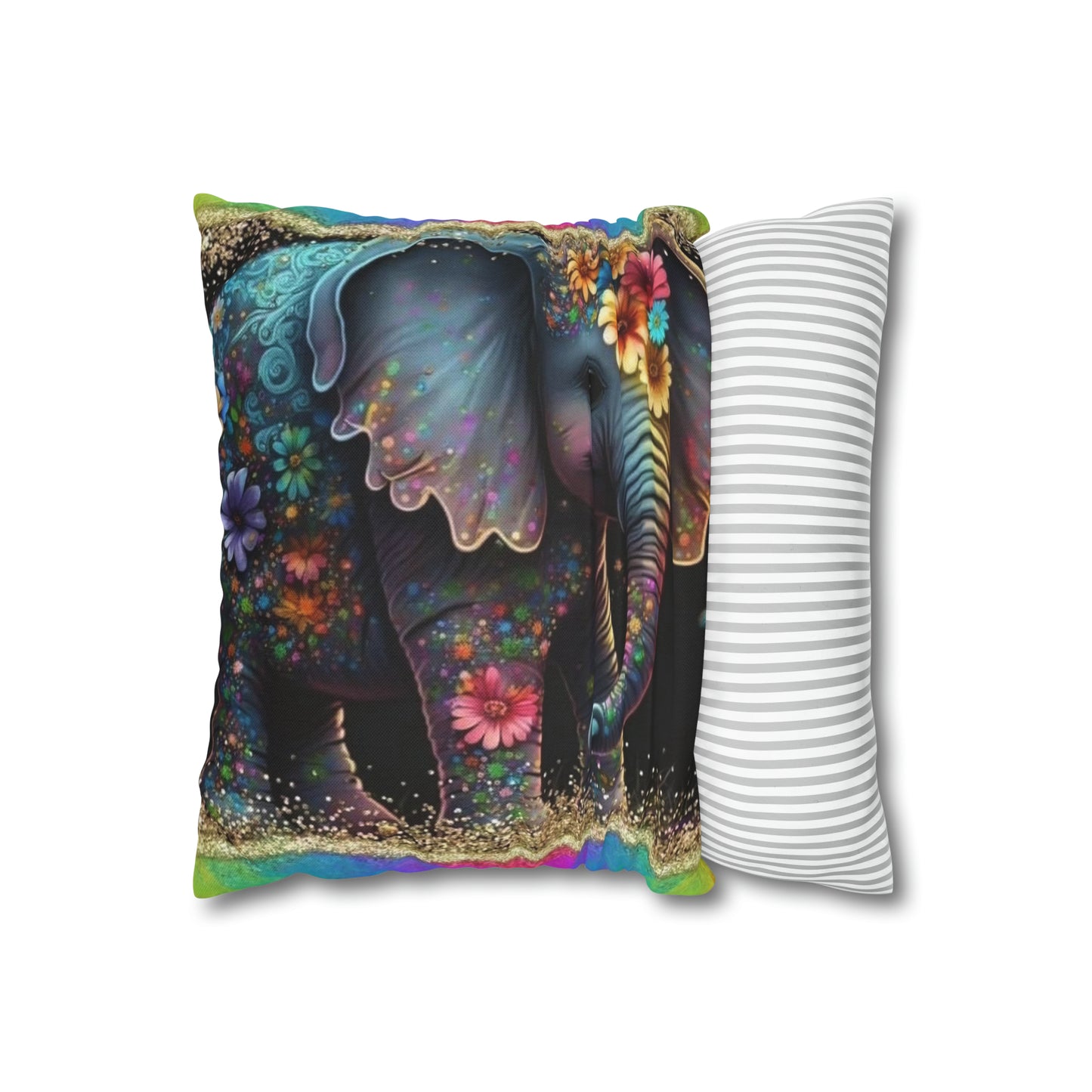 Colorful Elephant Square Pillow Case