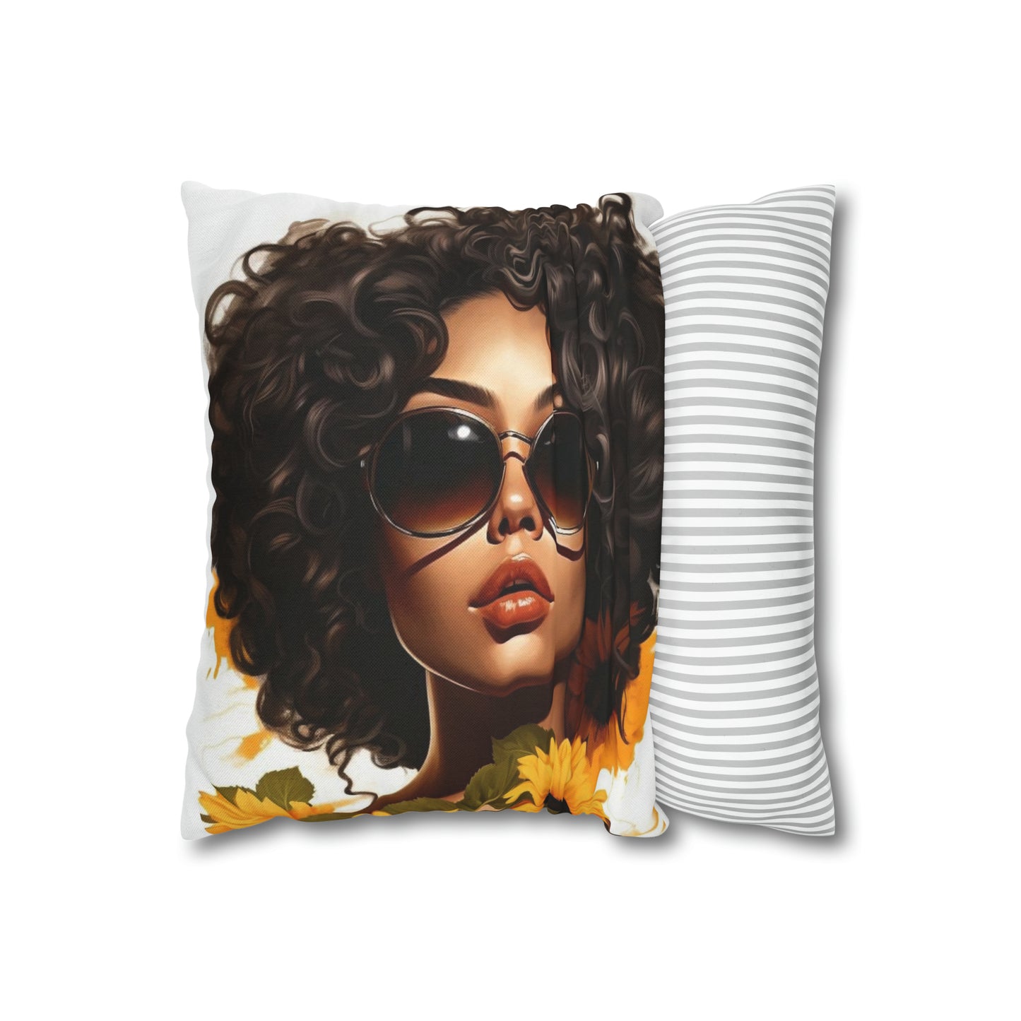 Sunflower Girl  Square Pillow Case