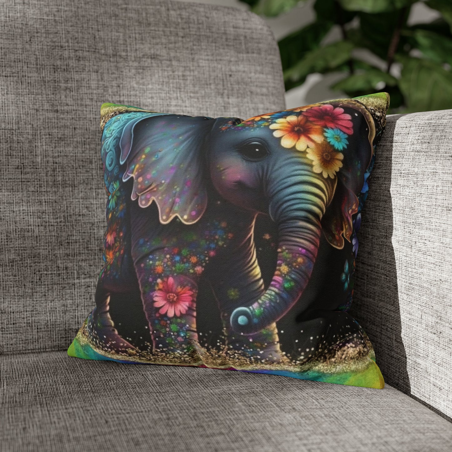 Colorful Elephant Square Pillow Case