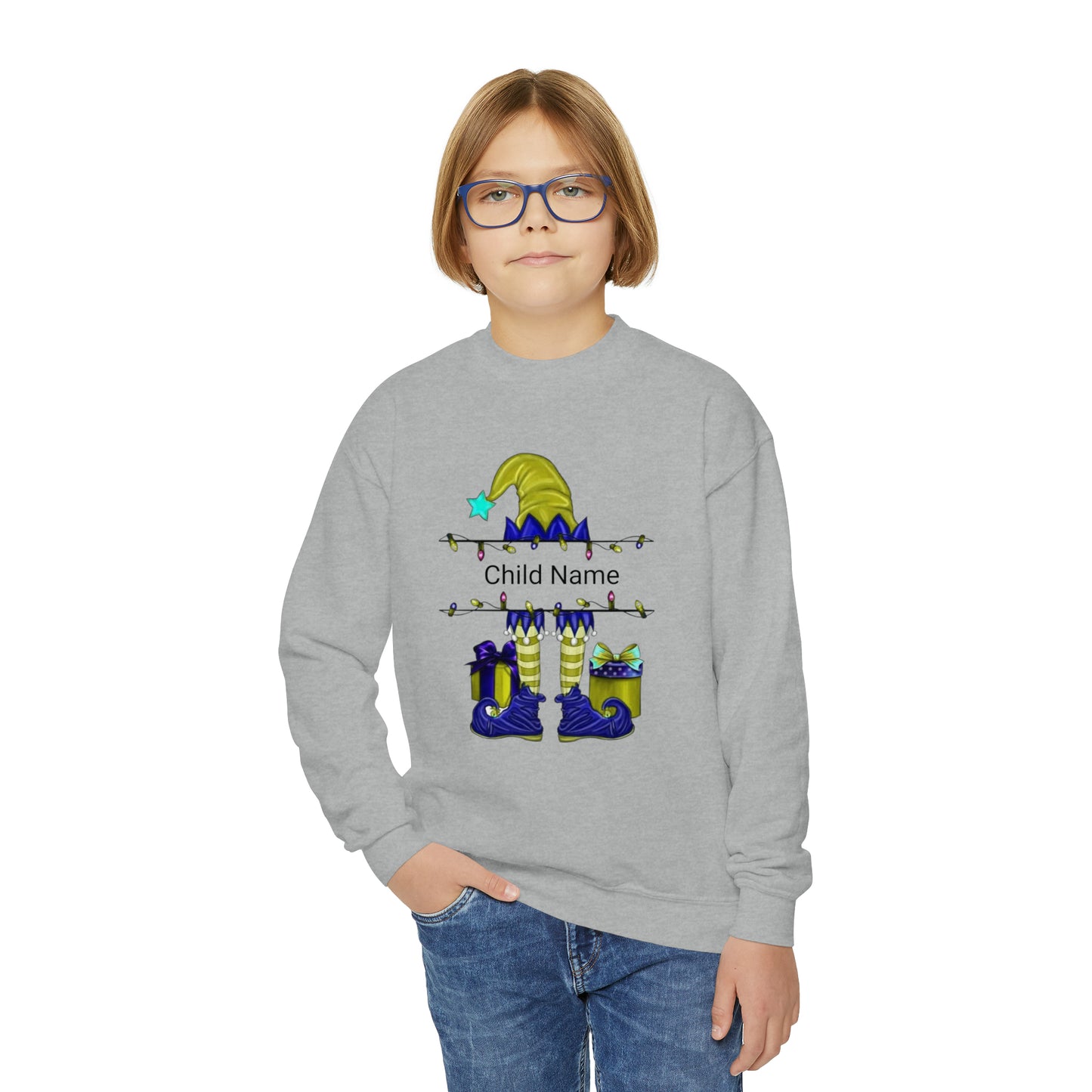 Elf Customized Name Youth Sweatshirt (Christmas)