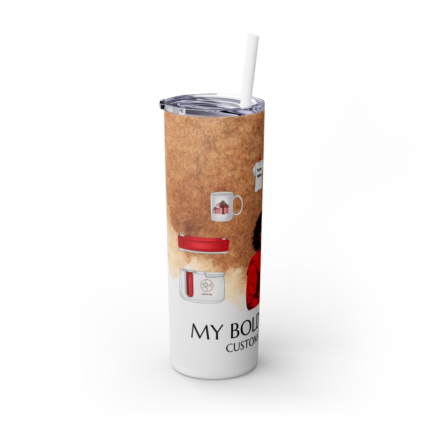 Customized Skinny Tumbler with Straw, 20oz