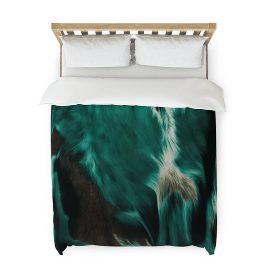 Cow color turquoise black Duvet Cover