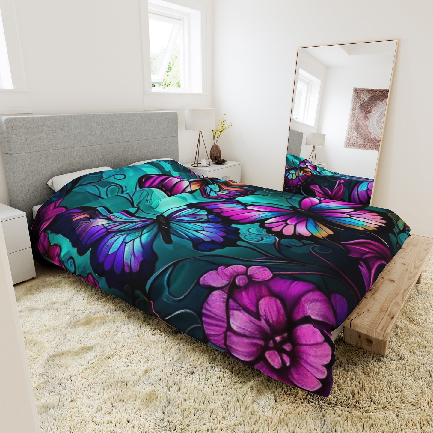 Butterfly Turquoise  Girl Duvet Cover