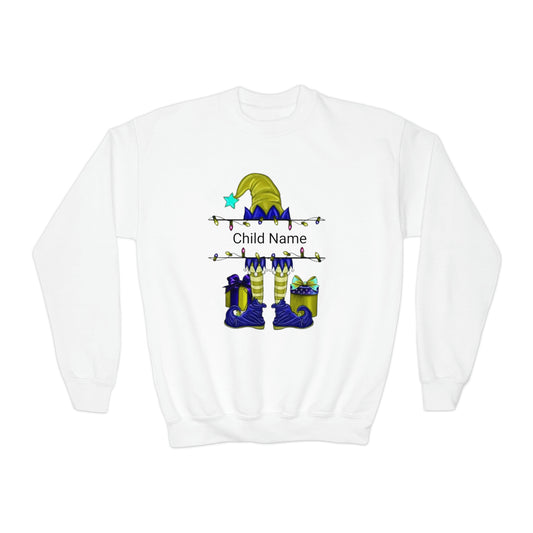 Elf Customized Name Youth Sweatshirt (Christmas)