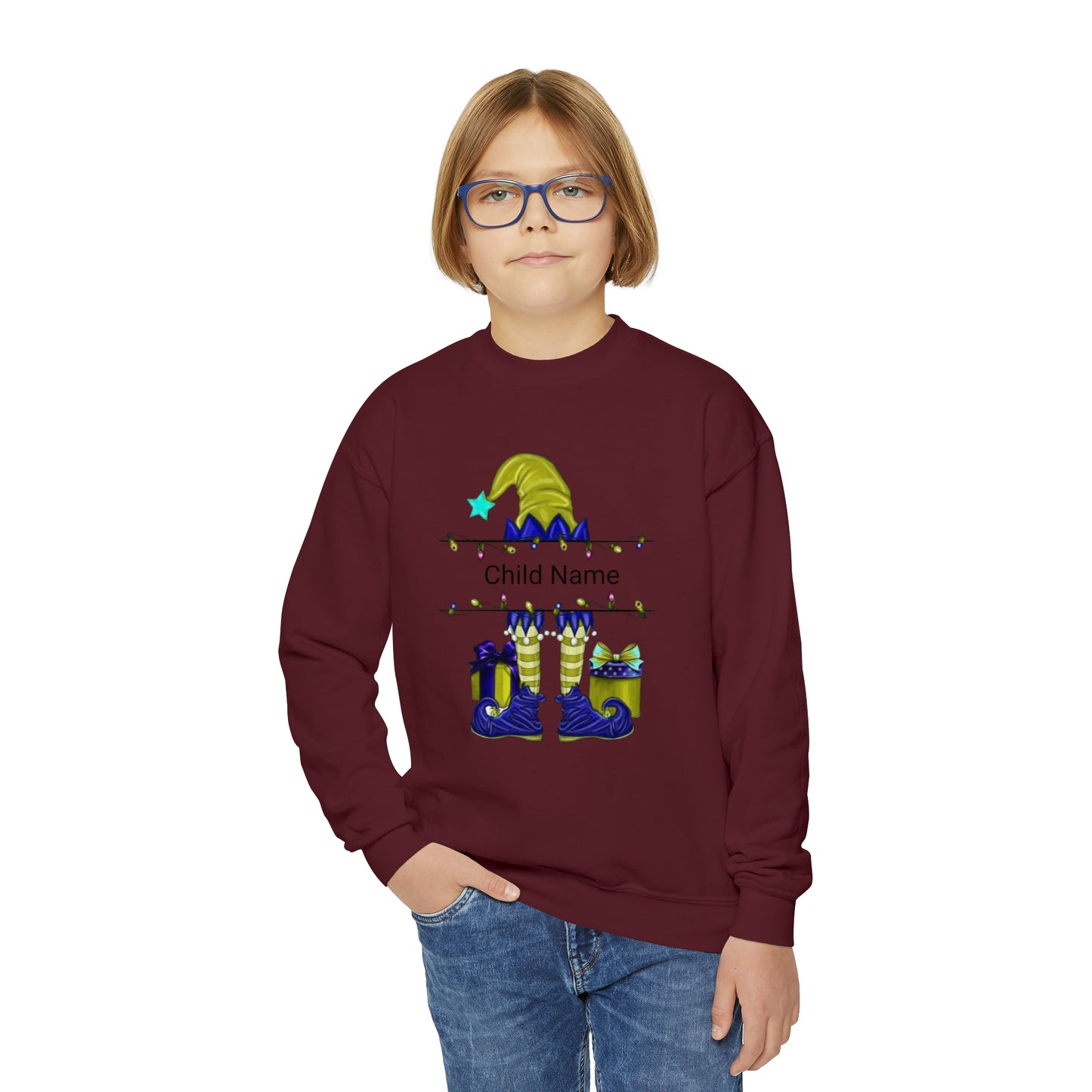 Elf Customized Name Youth Sweatshirt (Christmas)