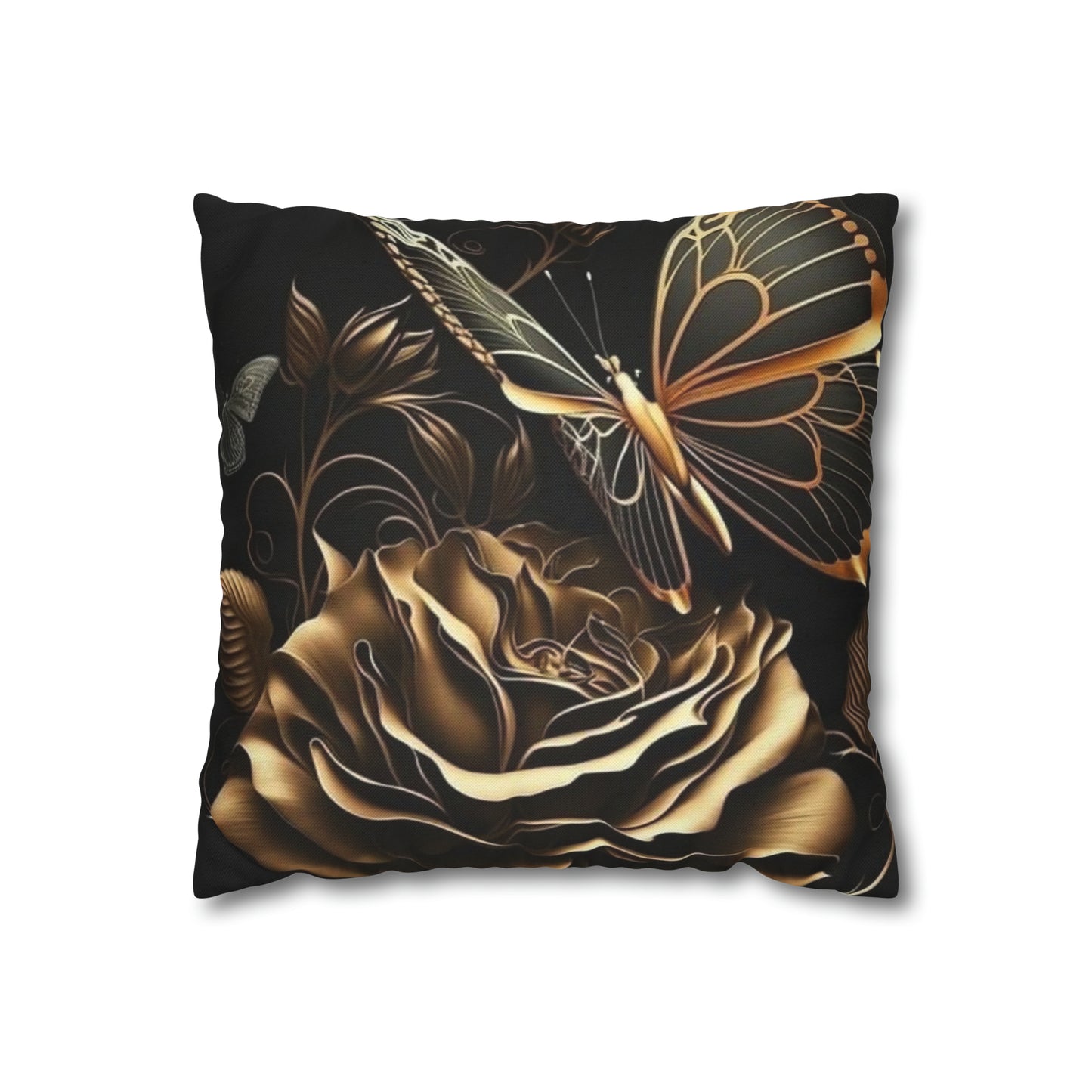 Black Gold Rose Square Pillow Case