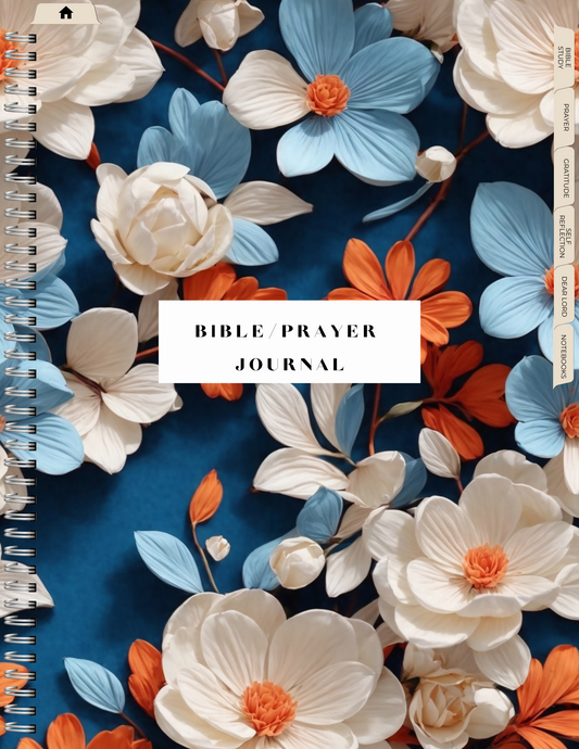 Blue and Orange Flowers Bible Study and Prayer Journal