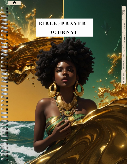 Gold and Green Afro Ladies Bible Study and Prayer Journal