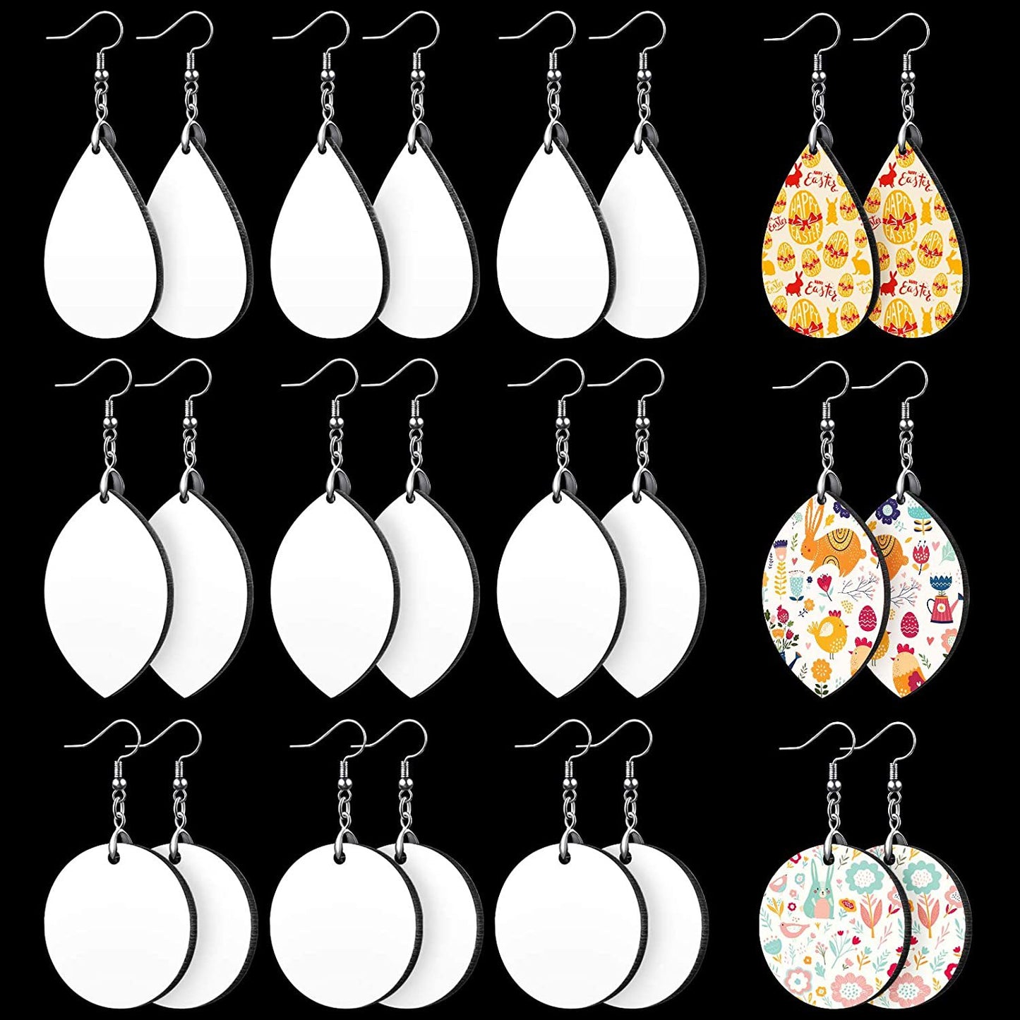 24PCS Dye Sublimation Blank Earrings